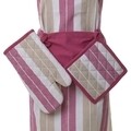 Set 3 piese pentru bucatarie Stripes Pink, InArt, bumbac, roz