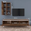 Comoda TV cu raft de perete si cabinet M37 - 848, Wren, 180 x 35 x 48.6 cm/90 cm, walnut/white