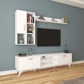 Comoda TV cu 2 rafturi de perete si cabinet M44 - 316, Wren, 180 x 35 x 48.6 cm/90 cm/133 cm, white