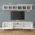 Comoda TV cu raft de perete si cabinet M8 - 245, Wren, 180 x 35 x 48.6 cm/90 cm, white