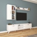 Comoda TV cu 2 rafturi de perete si cabinet M45 - 318, Wren, 180 x 35 x 48.6 cm/90 cm/133 cm, white