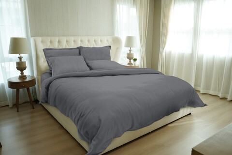 Lenjerie de pat, 2 persoane, 100% Bambus, 6 piese, 200x220 cm, Grey