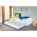 Pat multifunctional pentru o persoana cu 2 sertare si spatiu de depozitare/pat suplimentar, 90x200 cm, Ried, Inter Link, lemn, alb