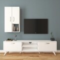 Comoda TV cu 2 cabinete M43 - 314, Wren, 180 x 35 x 48.6 cm/90 cm, white