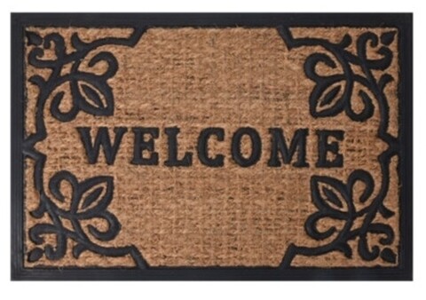 Covoras de intrare Welcome Oval Frame, 60x40 cm, cauciuc si fibra de cocos