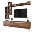 Comoda TV cu 3 rafturi de perete M16 - 833, Wren, 180 x 35 x 48.6 cm/90 cm/133 cm, walnut/white