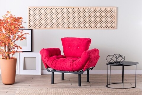 Fotoliu extensibil Nitta Single, Futon,135x70 cm,metal, fucsia