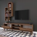 Comoda TV cu 2 rafturi de perete M15 - 260, Wren, 180 x 35 x 48.6 cm/90 cm, walnut
