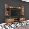 Comoda TV cu 2 rafturi de perete si cabinet M20 - 270, Wren, 180 x 35 x 48.6 cm/90 cm/133 cm, walnut