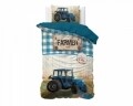 Lenjerie de pat pentru o persoana, Tractor Life Blue, Dreamhouse, 2 piese, 100% bumbac, multicolora