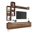 Comoda TV cu 3 rafturi de perete M16 - 833, Wren, 180 x 35 x 48.6 cm/90 cm/133 cm, walnut/white