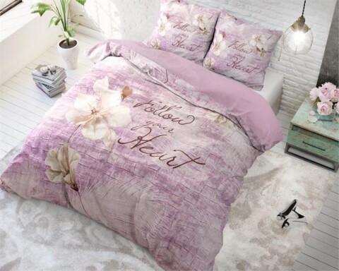 Lenjerie de pat dubla Blossom 2 Purple, Royal Textile,3 piese, 200 x 220 cm, 100% bumbac, multicolora