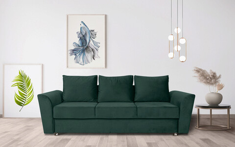 Canapea extensibila Ferrara, 232x97x75 cm, cu lada de depozitare, Green