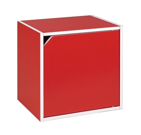 Raft modular cu usa, Composite Cube, Bizzotto, 35x29.5x35 cm, MDF laminat, rosu