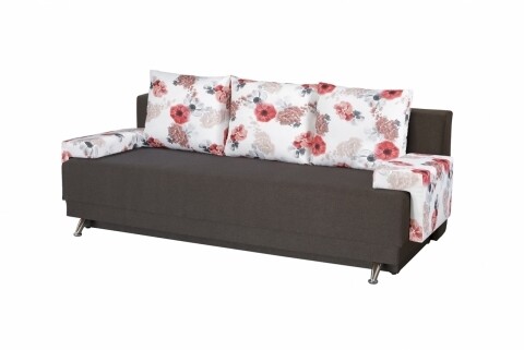 Canapea Extensibila Roma Dark Chocolate Roses Flower 205x90x86 cm + lada de depozitare, maro/rosu