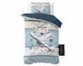 Lenjerie de pat pentru o persoana, Airplane 713 Blue, Royal Textile, 2 piese, 140 x 200 cm, 100% bumbac, multicolora