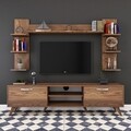 Comoda TV cu 3 rafturi de perete M23 - 276, Wren, 180 x 35 x 48.6 cm/90 cm/133 cm, walnut