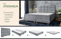 Pat matrimonial, Stockholm, Cubic E, 140x200 cm, saltea tip Pocket, topper memory, Gri