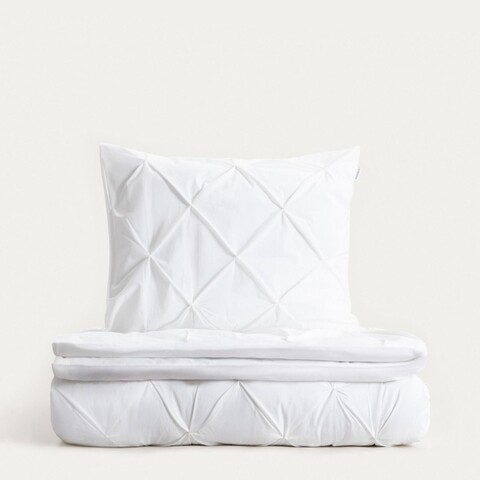 Lenjerie de pat King Size, Aurea, Homla, 200x220 cm, 3 piese, bumbac, alb