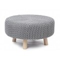 Taburet, Braid, Bizzotto, 60x30 cm, lemn de pin/policoton, gri deschis