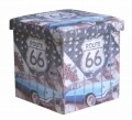 Taburet pliabil cu spatiu de depozitare Route 66, Heinner Home, 37.5 x 38 x 38 cm, PVC, multicolor