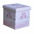 Taburet pliabil cu spatiu de depozitare Pink Owl, Heinner Home, 37.5 x 38 x 38 cm, PVC, multicolor