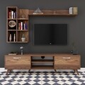 Comoda TV cu 3 rafturi de perete M42 - 311, Wren, 180 x 35 x 48.6 cm/ 90 cm/133 cm, walnut