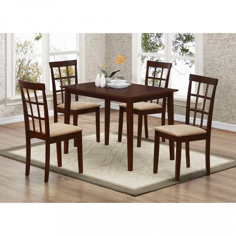 Set dining, Masa + 4 scaune, Alize, 112 x 72 x 74 cm, lemn/MDF/stofa, maro