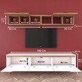 Comoda TV cu 2 rafturi de perete M4 - 382, Wren, 180 x 35 x 48.6 cm/90 cm, white/walnut