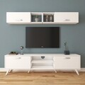 Comoda TV cu 2 rafturi de perete M4 - 234, Wren, 180 x 35 x 48.6 cm/90 cm, white