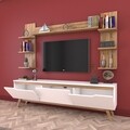Comoda TV cu 3 rafturi de perete M23 - 388, Wren, 180 x 35 x 48.6 cm/90 cm/133 cm, white/walnut
